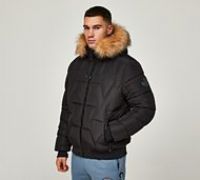 Zavetti Canada Orenza Puffer Bomber Jacket - Black - Size XL