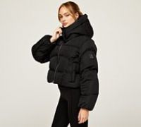 Alessandro Zavetti Womens Giada Crop Puffer Jacket - Black - Size M