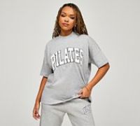 Girl Knows All Womens Pilates Oversized T-Shirt - Grey - Size M