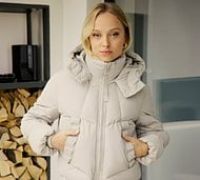 Forena Womens Holly Cropped Puffer Jacket - Beige - Size M