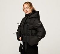 Dripmade Womens Limit Toggle Crop Puffer Jacket - Black - Size XL