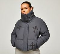 Dripmade Womens Emnity Short Puffer Jacket - Grey - Size S