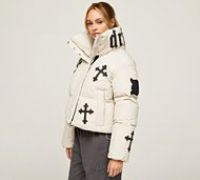 Dripmade Womens Emnity Short Puffer Jacket - Beige - Size L