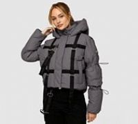 Dripmade Womens Limit Toggle Crop Puffer Jacket - Grey - Size M