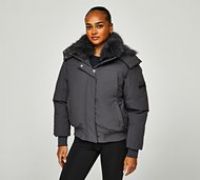 Zavetti Canada Womens Gabellia Platinum Hooded Bomber Jacket - Grey - Size L