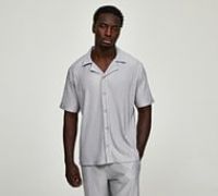 CLBR Pleated Revere Resort Shirt - Grey - Size 2XL