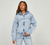 Dripmade Womens Relentless Oversized Denim Hoodie - Blue - Size L
