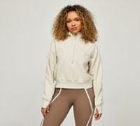 Monterrain Womens Mantra Fleece Quarter Zip Hoodie - Beige - Size L