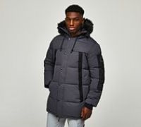 Zavetti Canada Aylmer Long Puffer Fur Hooded Bomber Jacket - Grey - Size XL