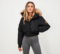 Zavetti Canada Womens Gabellia Crop Bomber Jacket - Black - Size M