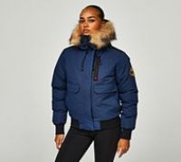 Zavetti Canada Womens Gabellia Hooded Bomber Jacket - Navy - Size M