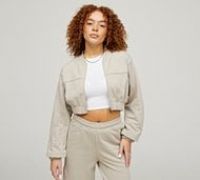 Forena Womens Cadence Oversized Piping Crop Sweatshirt - Beige - Size S