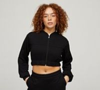 Forena Womens Cadence Oversized Piping Crop Sweatshirt - Black - Size XL