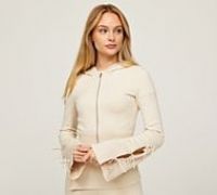 Forena Womens Alahna Zip Through Knitted Hoodie - Beige - Size XL
