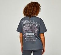 Mercier Womens Astro Back Print Oversized T-Shirt - Grey - Size M