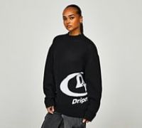 Dripmade Womens Shade Knitted Sweatshirt - Black - Size M