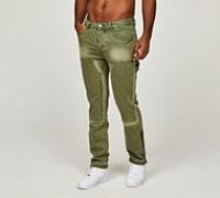 Dripmade Carpenter Spray Slim Leg Denim Jean - Green - Size 30