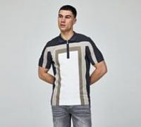 Celebre Knit Panel Polo Shirt - Multi - Size 2XL