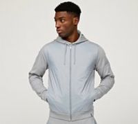 CLBR Woven Overlay Full Zip Hoodie - Grey - Size XS
