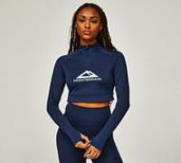 Monterrain Womens Glide Crop Quarter Zip Long Sleeve T-Shirt - Navy - Size XS