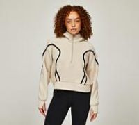 Monterrain Womens Mantra Fleece Quarter Zip Hoodie - Beige - Size M