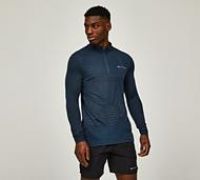 Monterrain Influx Seamless Quarter Zip Long Sleeve T-Shirt - Blue - Size M