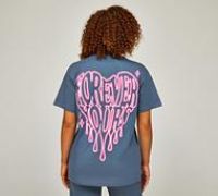 Forena Womens Forever Yours Boyfriend Fit T-Shirt - Blue - Size M