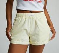Forena Womens Jenna Pinstripe Short - Yellow - Size S