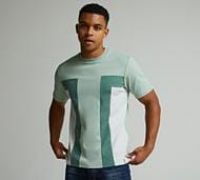 Celebre Side Colour Block Jersey T-Shirt - Green - Size S