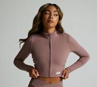 Forena Womens SLB Ruched Long Sleeved Zip Top - Brown - Size S