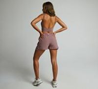 Forena Womens Woven Pleat Short - Brown - Size XL