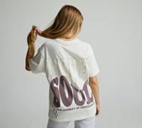 Forena Womens More Soul Boyfriend Fit T-Shirt - Beige - Size M