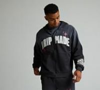 Dripmade Selfmade Applique Zip Through Hoodie - Grey - Size 2XL