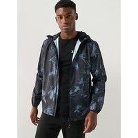 Zavetti Canada Andrioli Camo Hooded Windbreaker Jacket - Black