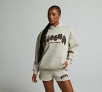 Forena Womens Designed For Comfort Oversized Hoodie - Beige - Size M