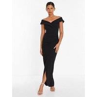 Quiz Black Bardot Wrap Maxi Dress
