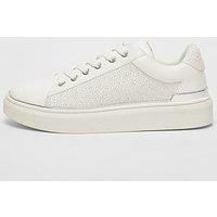 Quiz White Pearl Embellished Trainers