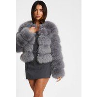 Quiz Women's Grey Faux Fur Jacket | Size: 10