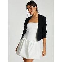 Quiz Black Shawl Collar Crop Jacket