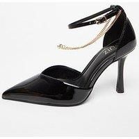 Quiz Black Faux Leather Court Heels