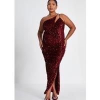 Red Curve Sequin Maxi Dress
