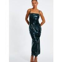 Quiz Women's Green Sequin Midaxi Dress | Size: 6