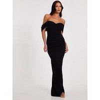 Black Chiffon Bardot Maxi Dress