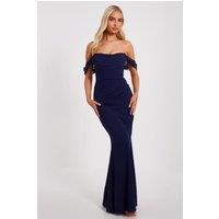 Navy Chiffon Bardot Maxi Dress