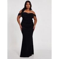 Black Curve Chiffon Bardot Maxi Dress