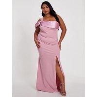 Pale Pink Curve One Shoulder Maxi Dress