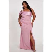 Pale Pink Curve One Shoulder Maxi Dress