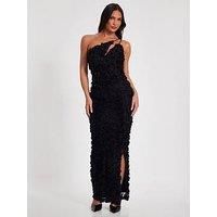 Black One Shoulder Floral Maxi Dress