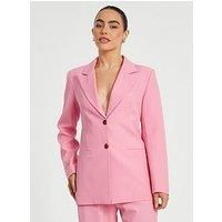 Quiz Petite Coral Woven Long Sleeve Blazer