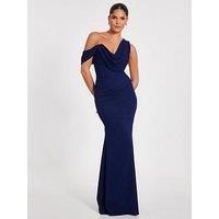 Navy Drop Sleeve Maxi Dress
